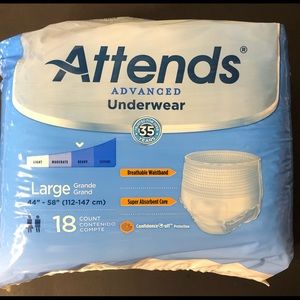 LOT OF 2 ~Attends Adult Underwear Size Large (18)